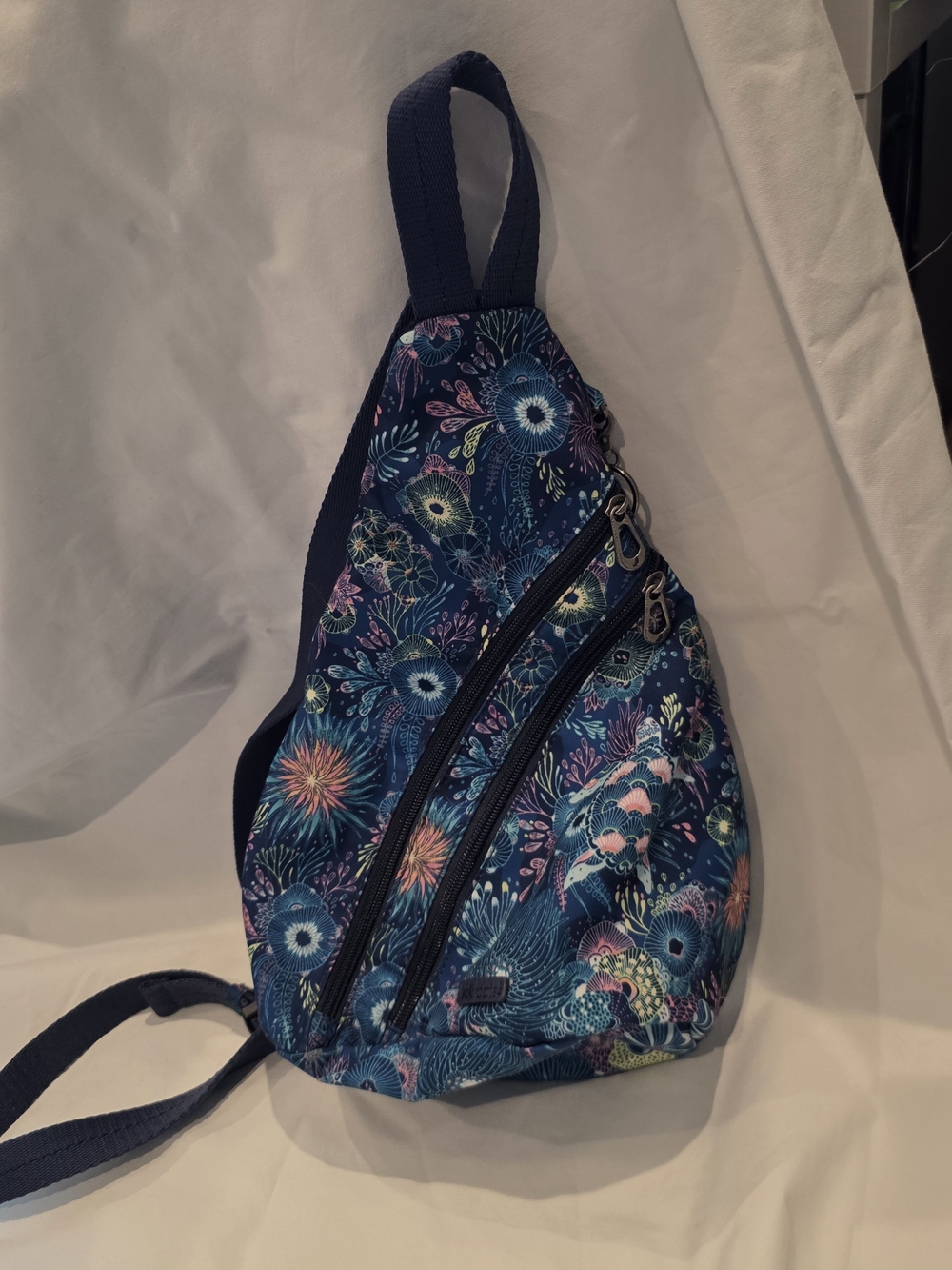 Sakroots Navy Floral Crossbody Sling Bag